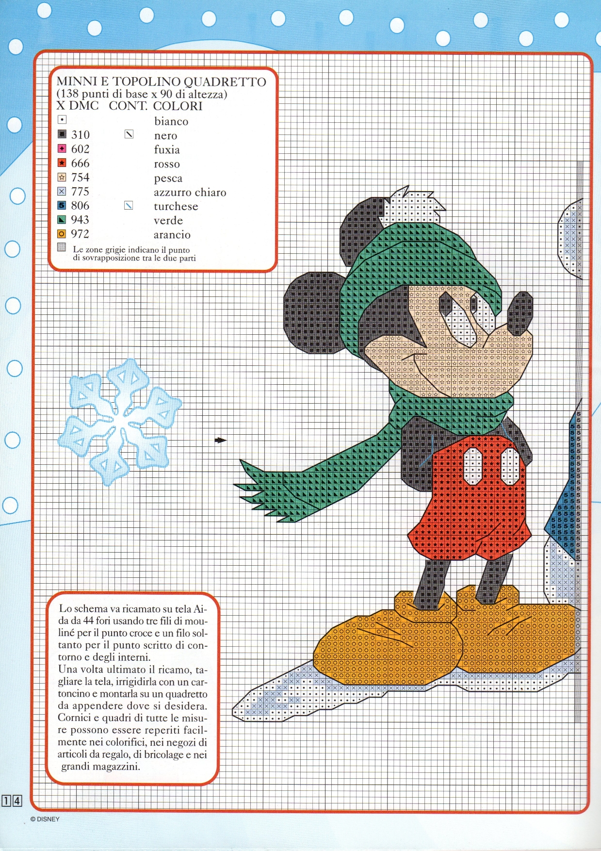 schema ricamo minnie e topolino fanno il pupazzo di neve (1)