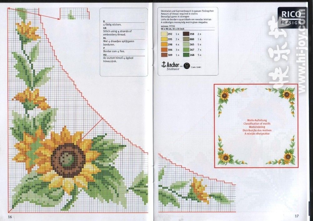 tovaglietta cucina punto a croce con fiori girasoli (2)