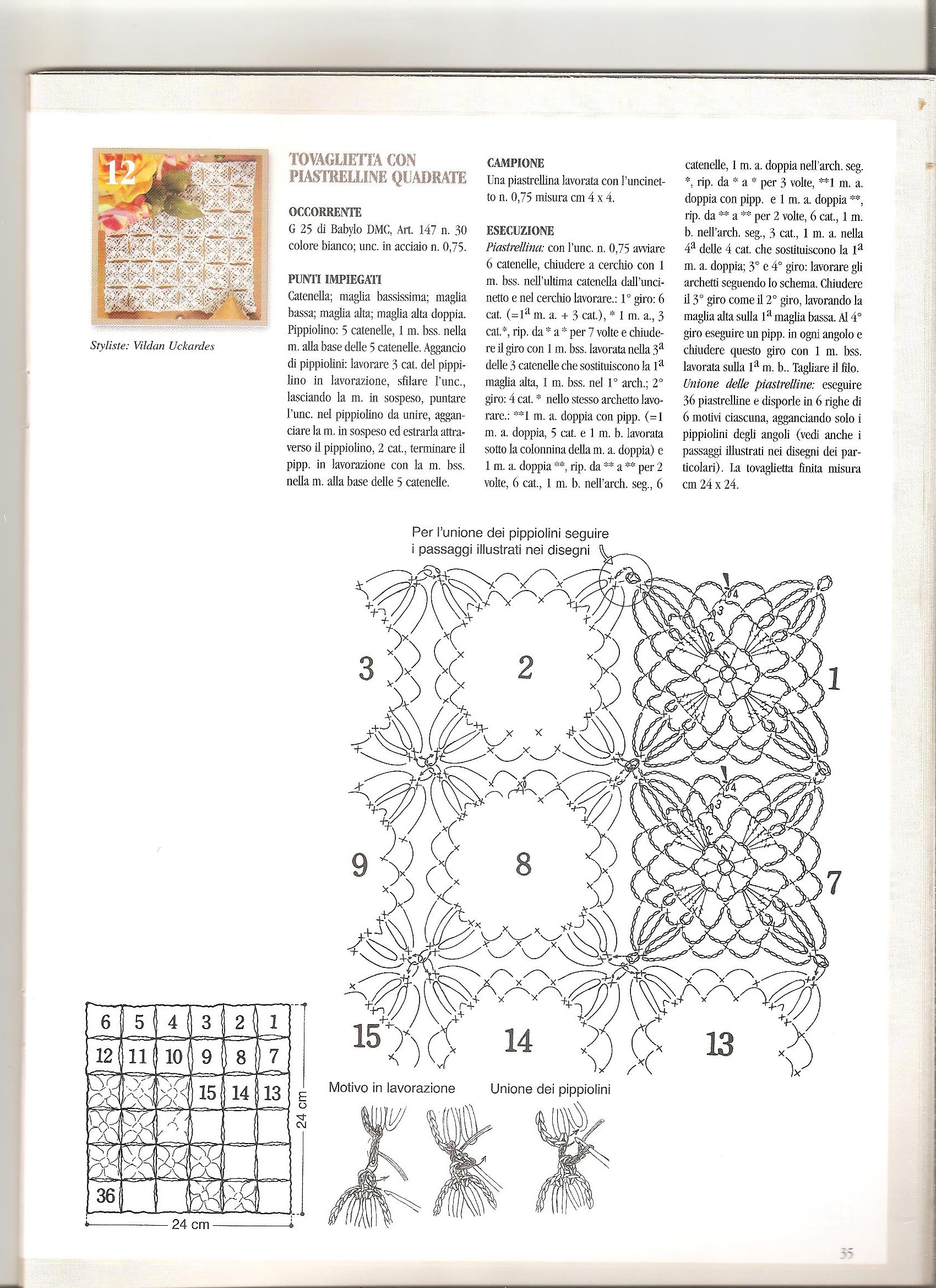 tovaglietta piastrelline quadrate uncinetto 2