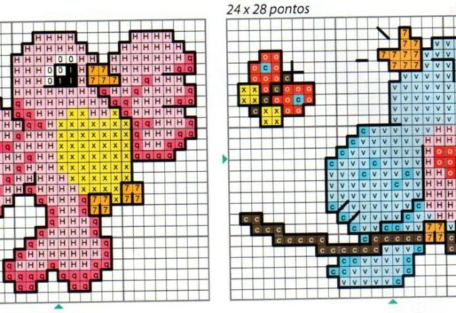 uccellini schema punto croce bavaglino