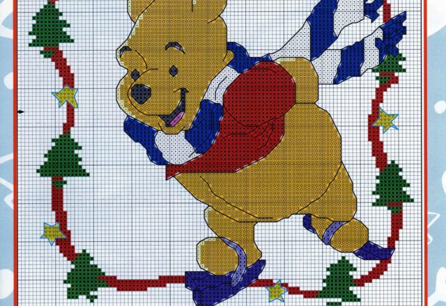 winnie the pooh pattina sul ghiaccio a punto croce